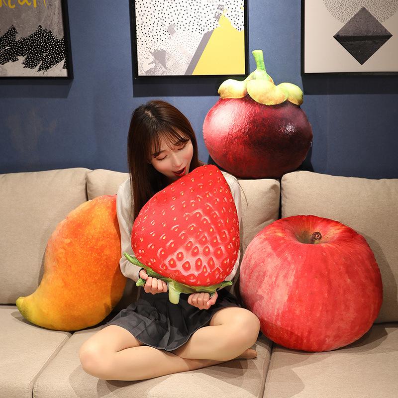 Creative Fruit Strawberry Throw Pillow Plush Toy Durian Doll Sofa Pillow Cushion Girl Soothing Doll