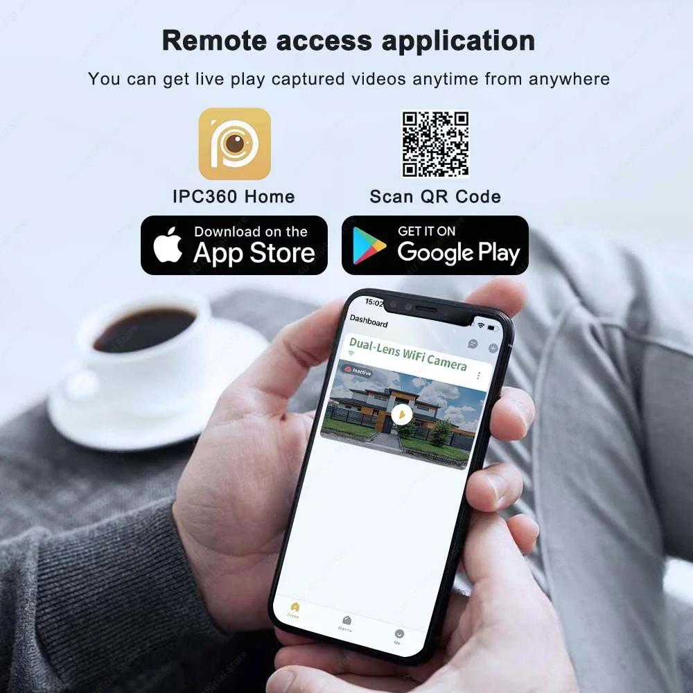 LS VISION 6K 12MP WiFi IP-камера с тремя объективами и 10-кратным зумом. Уличная PTZ-камера с функцией обнаружения движения. Умный дом. Безопасность. Защита. Видеонаблюдение. Камера видеонаблюдения 4K.