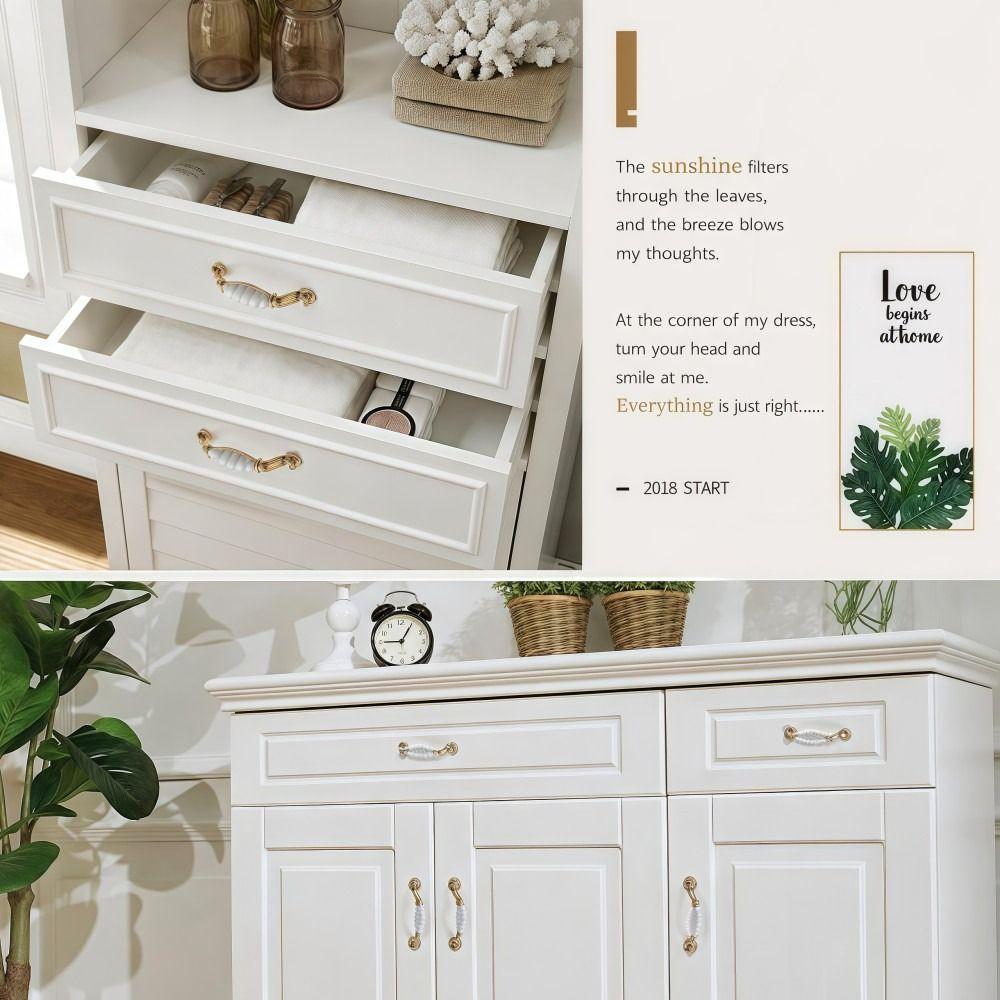 Zinc Alloy Ceramic Cabinet Handles 96mm 128mm Cabinet Door Knobs Furniture Hardware