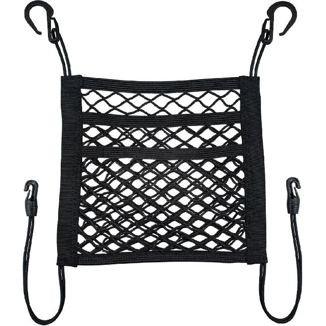 3-Layer PP Car Mesh Organizer Storage Front Seats Kid Dog Pet Barrier Net Pocket Elastic Tissue Purse Holder SUV