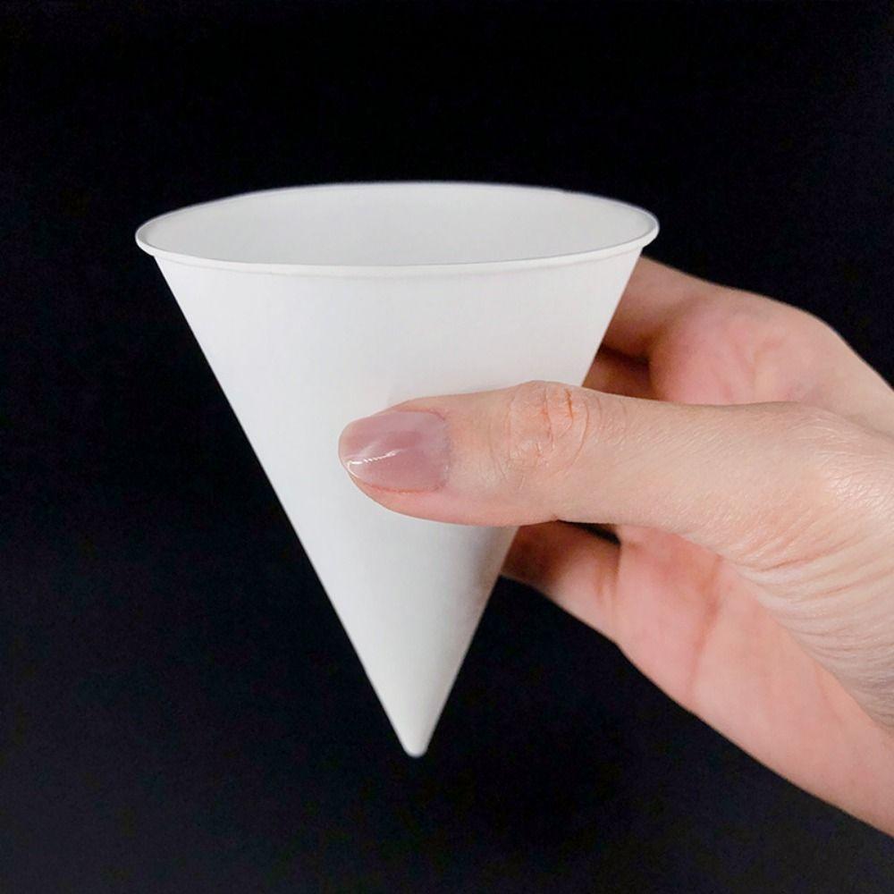 250Pcs Leakproof White Paper Cone Cups Coated Cone Party Tableware Disposable Paper Cups  Slush