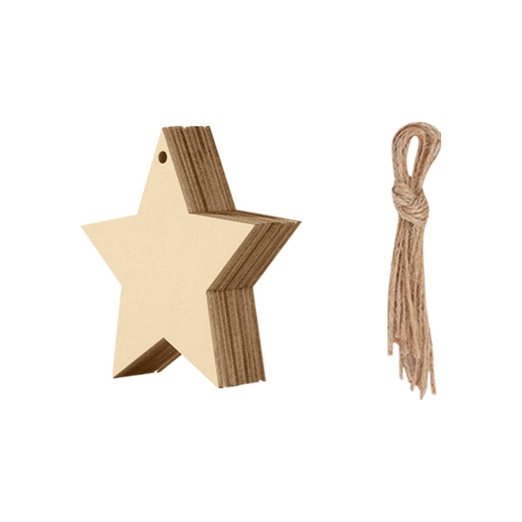 10 Pcs 5 Styles Wooden Slices Crafts DIY Christmas Tree Ornaments Decorations Xmas Hanging Craft For Holiday Home Party