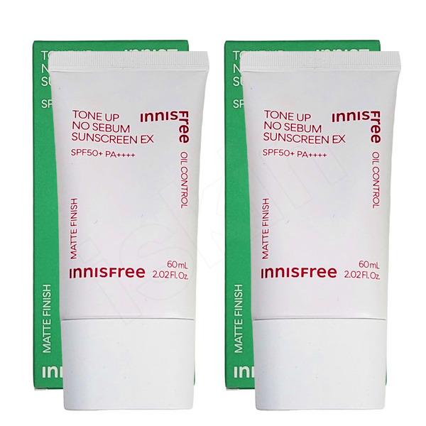 1+1 Солнцезащитный крем Innisfree Tone-Up No-Sebum EX 60 мл