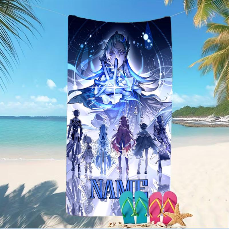 Customizable personalized beach towels Genshin Impact Navelette themed designs.Suitable for the beach, yoga, sports;ideal as beach accessories