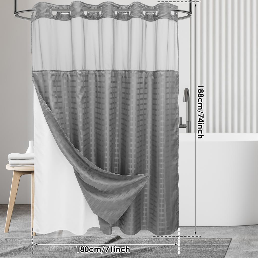 Водонепроницаемая шторка для душа 180x188см без крючков, двухслойная шторка для душа на кнопках, современный дизайн, шторка для ванной в отеле