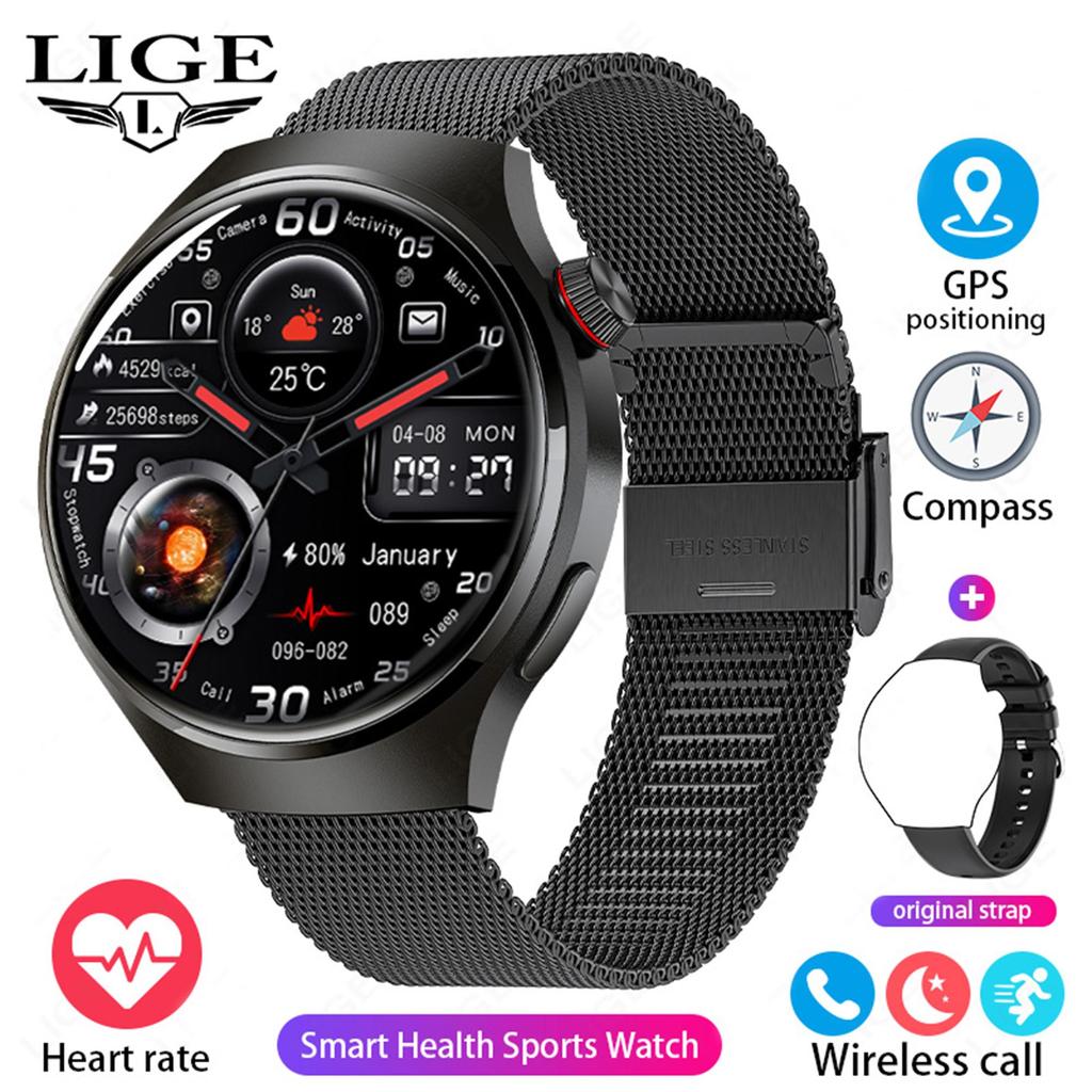LIGE GT4 Original Smart Watch HD Full Touch Screen Multi-function Bluetooth Call Health Monitoring Sports Fitness Smart Bracelet Waterproof Men Watch