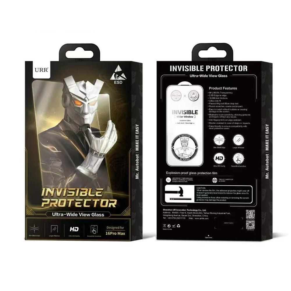 URR For iPhone 17 Pro HD Screen Protector Invisible Shield Ultra Slim Black Edge 9H Tempered Glass Film