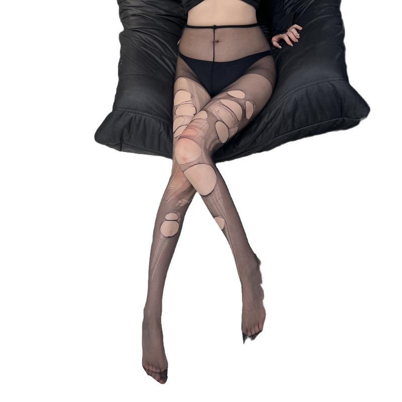 Ультратонкие черные колготки: Женские сексуальные утягивающие чулки с открытым шаговым швом и прочным дизайном для весны и осени