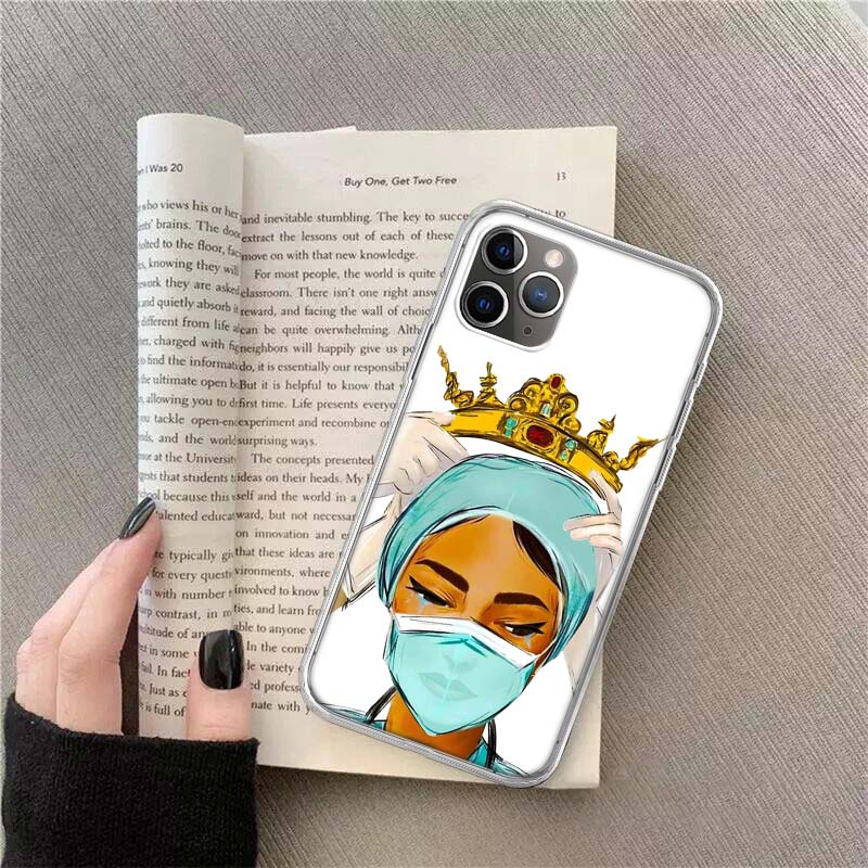 Cartoon Medicine Doctor Nurse Phone For Apple Iphone 12 13 Mini 15 Pro Max 11 Pro 14 Plus 16 Pro Max 16E Case Shell Cover Clear