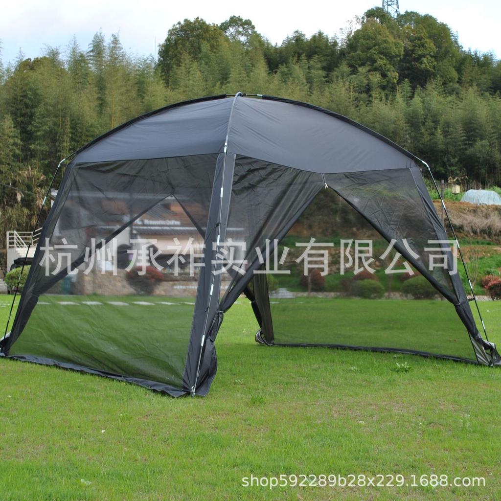 8-Person Summer Cooling Gazebo with Mosquito Net - 9m² Silver Mesh Sun Protection Tent