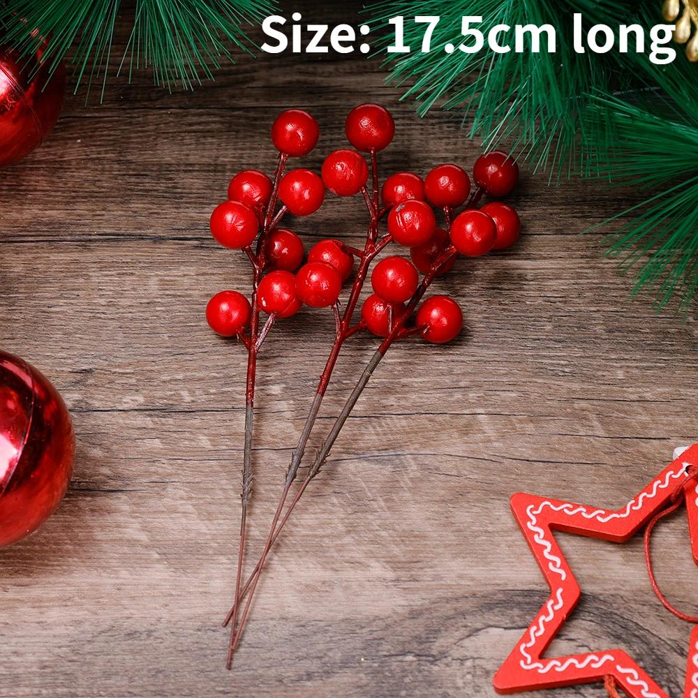 1/20 шт искусственные ягоды рождественские украшения красные ягодные ветки для рождественской елки вечеринка домашние украшения стола красный фруктовый венок