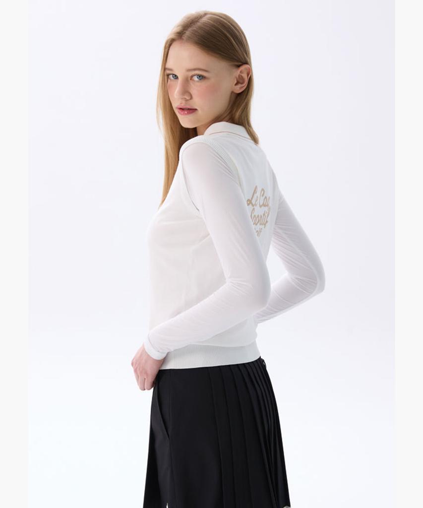 LECOQ GOLF Women'S Cooling Hybrid Collar Sweater _Whte Gr222Lkp61