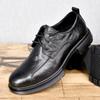 Кожаные туфли в британском стиле из дышащей кожи с круглым носком, на шнуровке, синие, трендовые, на платформе, мужские деловые туфли