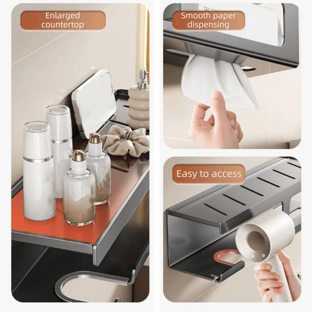 Carbon Steel Bathroom Tissue Holder Wall Mounted Tissue Rack Hair Dryer Holder Bathroom Use