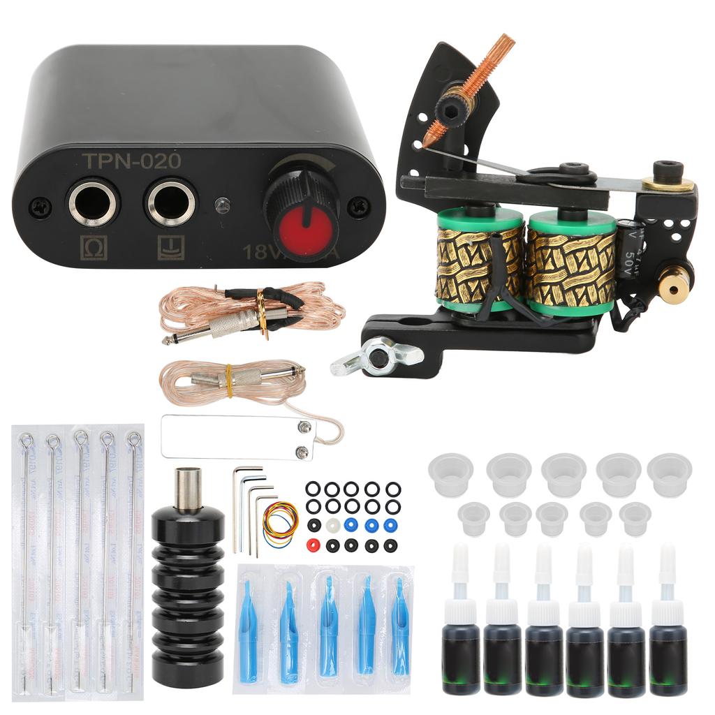 Tattoo Complete Starter Tattoo Kit Professional 6 Inks Power Supply Foot Pedal Needles Grips