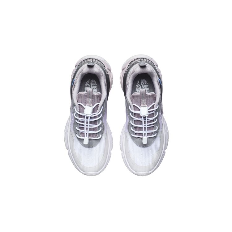 Li-Ning Cooling Shock Absorption Non-Slip Wear-Resistant Breathable Lightweight Low-Top Running Shoes Kids Sneaker Gray Purple YKCR072-2