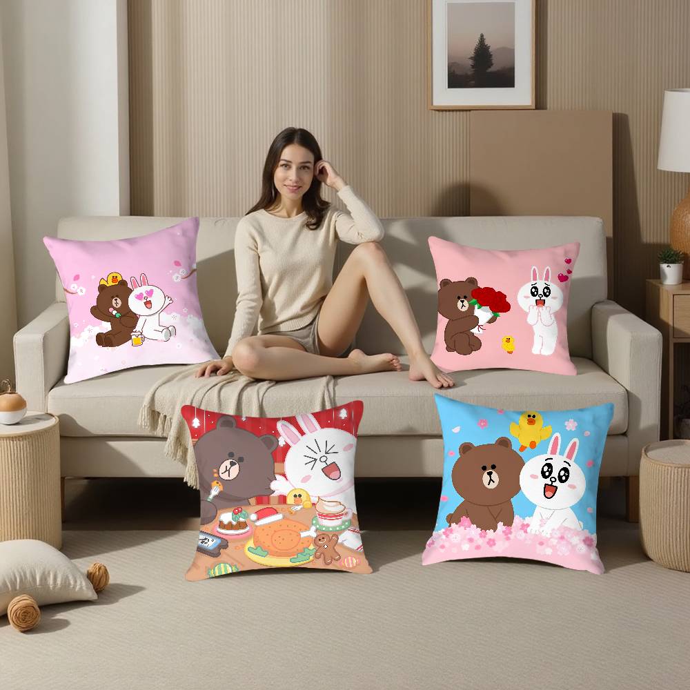 B-Brown И C-CONY Наволочка Плюшевая Ткань Мягкая Наволочка Двусторонняя Печать Чехол для Подушки Бытовые Подарки