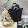 2025 New Top Layer Togo Cowhide Color Blocked Vegetable Basket Gold Buckle Genuine Leather Women's Bag+fashionable Handbag+bucket Bag