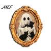 Spooky Refrigerator Magnets 1/6Pcs Halloween Retro Frame Magnet, Wooden Fridge Magnet Kitchen Decorations Decoration, Memo Note Holder for Holiday