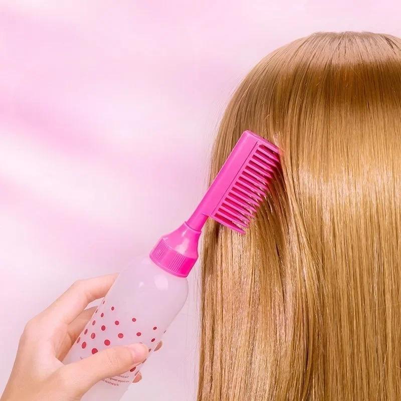 1pcs Hair Comb Hair Oil Dispenser Bottle Root Comb Applicator Hair Dye Refillable with massager Brush Hairdressing Coloring Tool
