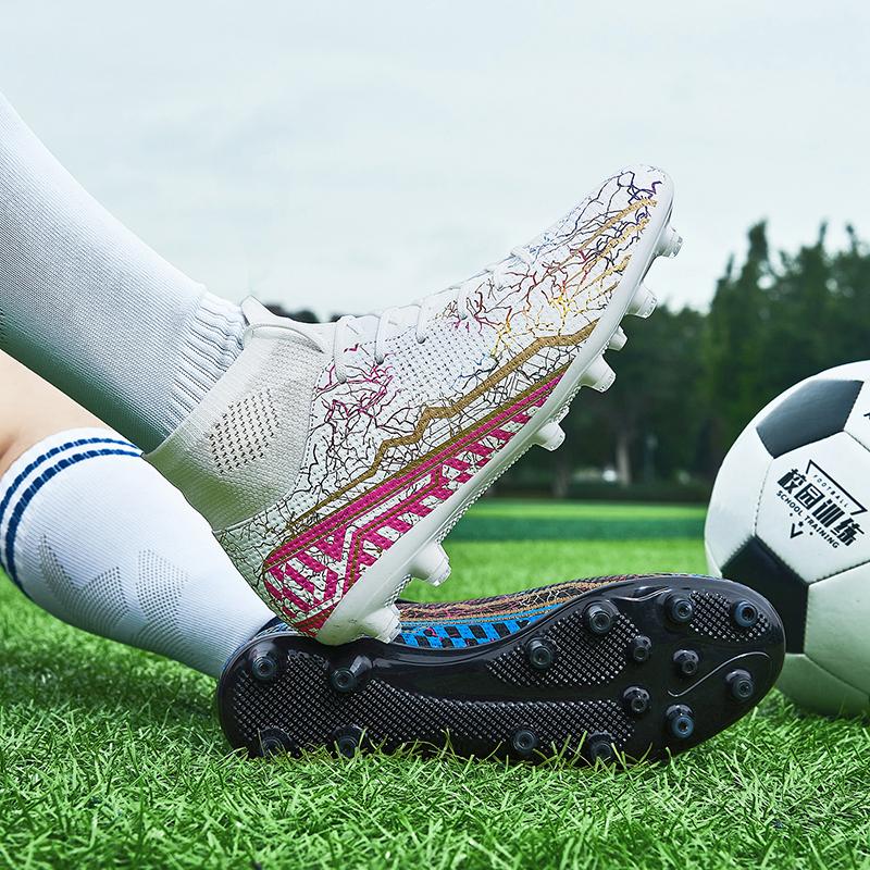 Футбольные бутсы Высокие эластичные носки Рот, кожаное ограждение Газонная резина с короткими ногтями Футбольные бутсы Детские футбольные бутсы большого размера