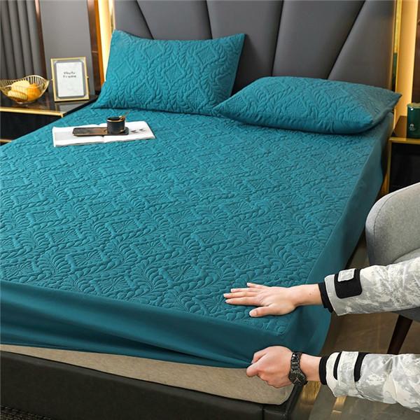 Стеганая водонепроницаемая простыня с эластичными защитными простынями для постельного белья, наматрасник, сплошное цветное постельное белье (Нет наволочки)