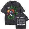 Стирка Винтажная Футболка с Лицом Alice in Chains Face Lift Tour 1991 Мужская Женская Панк Повседневная Большого Размера С коротким Рукавом Футболки Топы