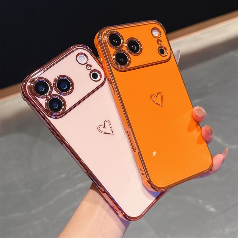 Роскошный Чехол для Телефона с Покрытием в Форме Сердца для Apple iPhone 17 16 15 14 Plus 13 12 Mini Pro Max Air С Защитой Камеры