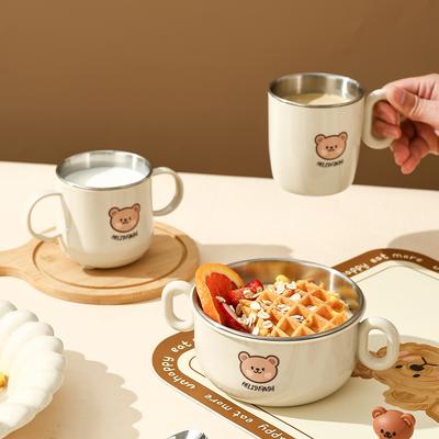 260/300 мл Детская чашка для воды с крышкой и ручкой, защита от ожогов, питьевая чашка из нержавеющей стали 304, двухслойная, съемная посуда для напитков