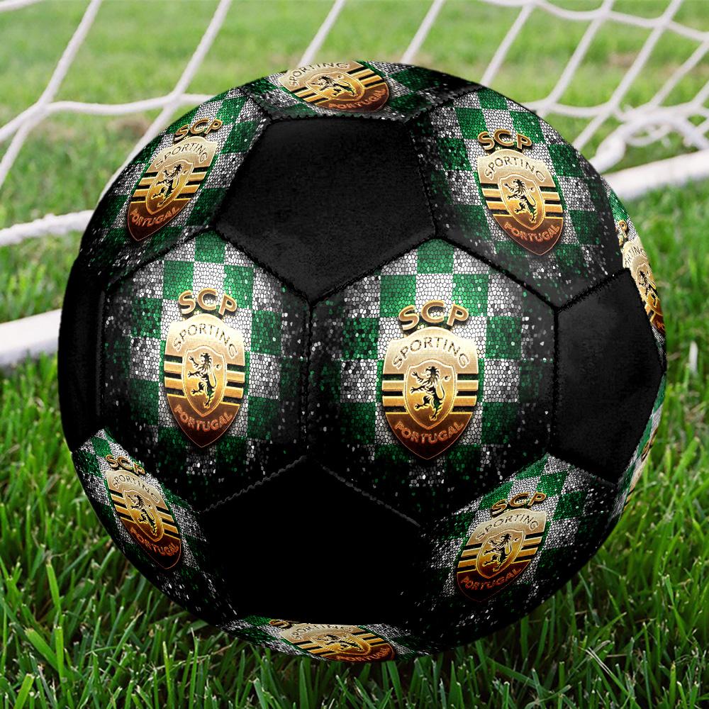 Sporting FC Indoor Soccer Ball Colorful All Ages Size 5 Machine Stitched PVC Competition Ready Durable High-Bounce