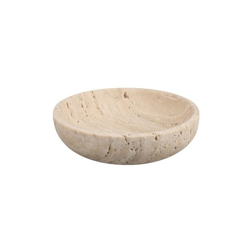 Европейская роскошь Геометрический круглый поднос из травертина, мрамора, тарелка для фруктов, домашний декор для гостиной, столовой
