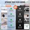 Manual Retractable Awning, 12 x 10 ft Outdoor Patio Awning Retractable Sun Shade, Water-Resistant Polyester Patio Door Window Awning Sunshade Shelter