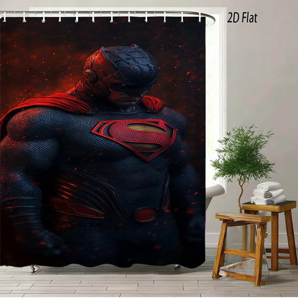 Batman Arkham City Snowy Night Waterproof Shower Curtain, Superhero Bathroom Decor for Fans