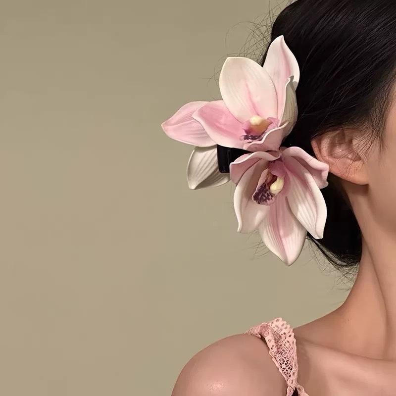 Summer Vacation Flower Duckbill Clip Dance Show White Floral Mesh Flower Hairpin Bridal Wedding Fairy Fringe Clip Girls Women