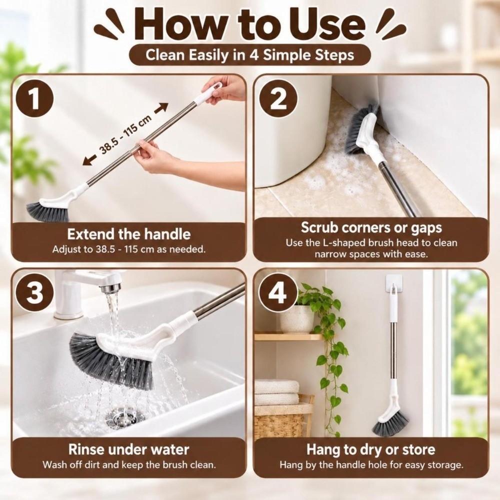 Long Handle Crevice Cleaning Brush Wall Hanging Gap Cleaning Brush for Home Kitchen Toilet Shower
