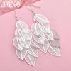 925 Sterling Silver Leaf Pendant Earrings Wedding Jewelry