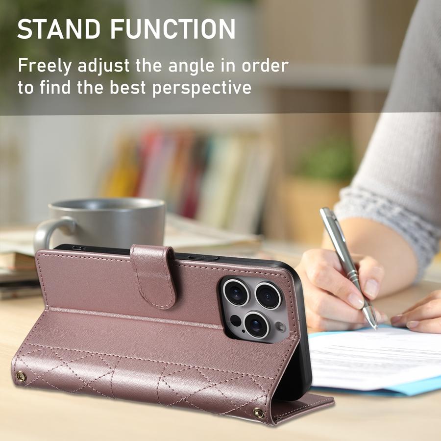 Чехол для телефона из высококачественной искусственной кожи с ромбовидной стежкой, фоторамкой и карманом для денег для iPhone, Samsung, Google, съемный ремешок на запястье