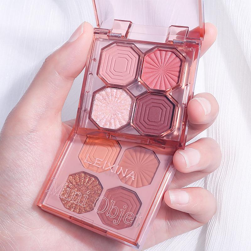 Chocolate Gemstone Four-Color Eyeshadow Palette: Matte, Shimmer, Glitter, Earth Tones - Pure Desire Style, Student-Friendly.