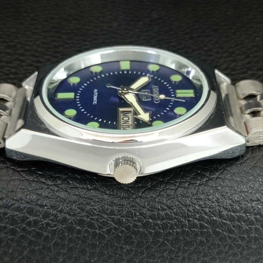 ВИНТАЖНЫЕ ОТРЕМОНТИРОВАННЫЕ МУЖСКИЕ АВТОМАТИЧЕСКИЕ ЧАСЫ SEIKO 5 6309A ЯПОНИЯ СИНЕГО ЦВЕТА ЦИФЕРБЛАТА a444473-1