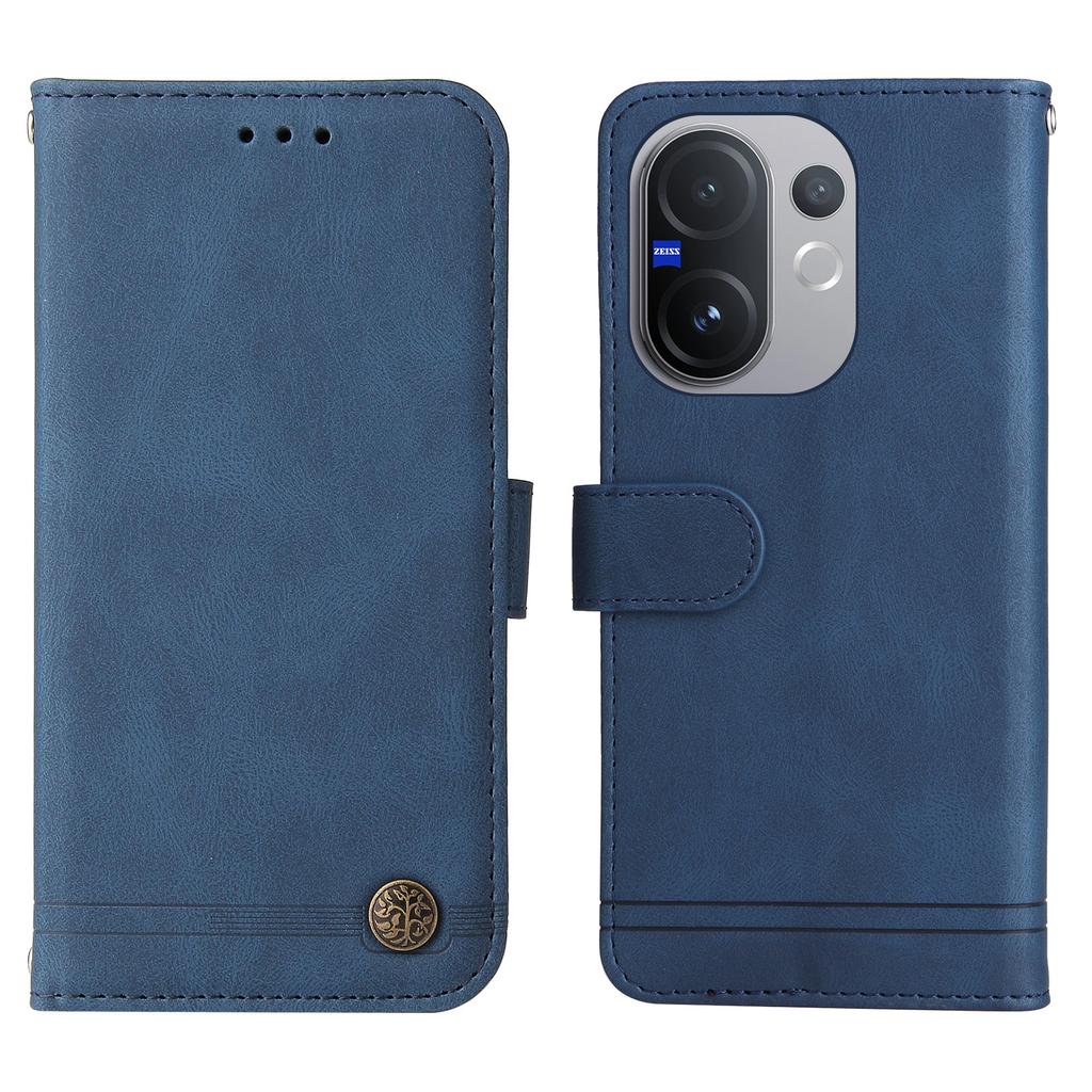 For vivo V60 5G Leather Wallet Cases Skin Touch Phone Cover Stand with Strap