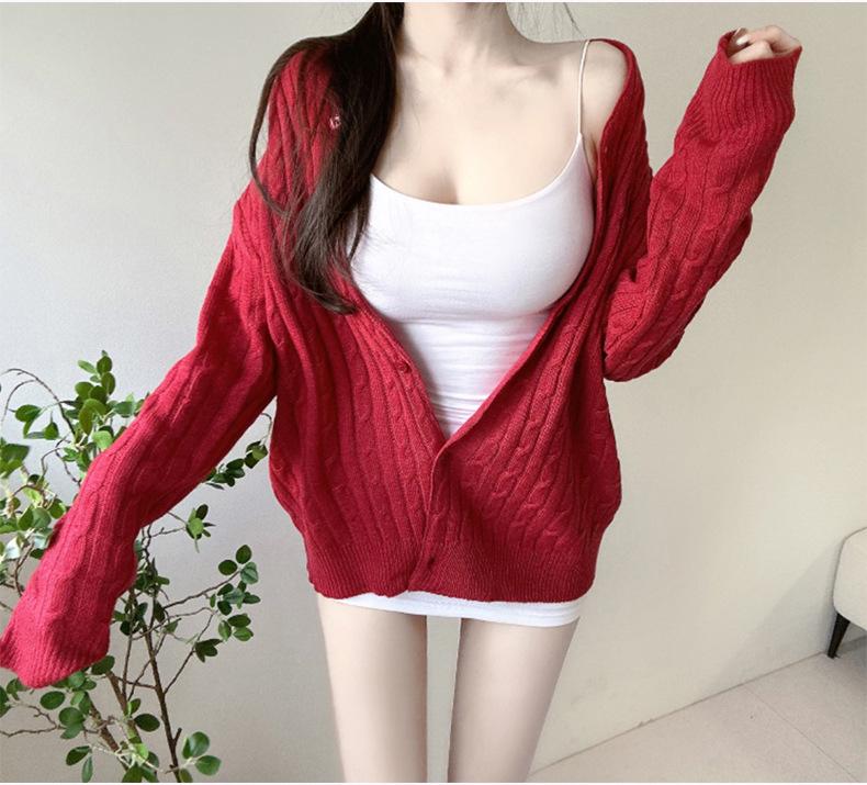 Korean Dongdaemun High-End Loose Knit Cardigan - Pure Desire & Sexy Lazy Style Women's New Arrival