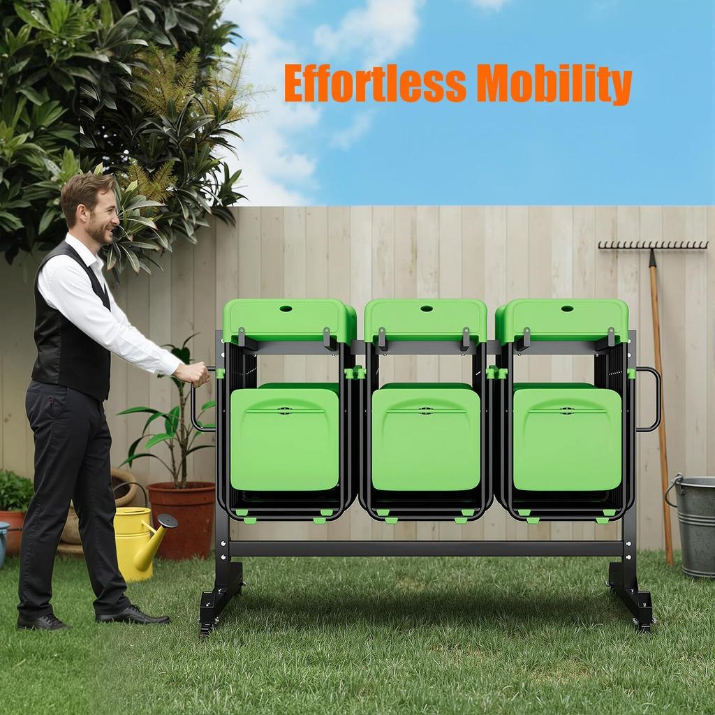 YODOLLA 2-Tier Folding Chair Rack, Storage Cart Heavy Duty, Mobile Dolly