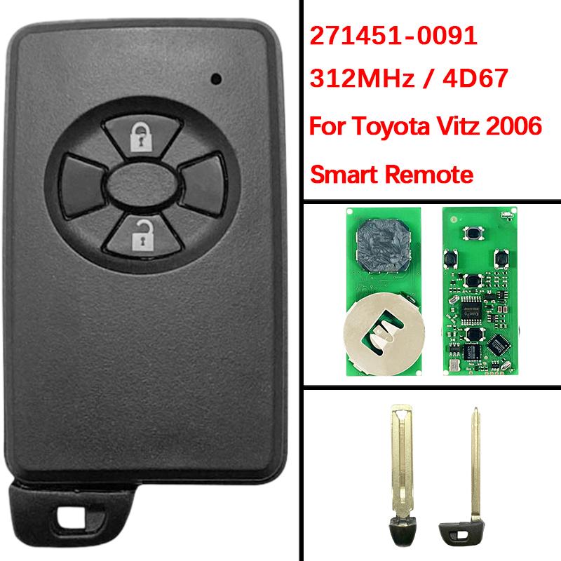 CN007135 Aftermarket 2 Buttons Smart Key Fob 4D Chip 312Mhz 271451-0091 For Toyota Corolla Allion Axio Premio Vitz 2005-2010