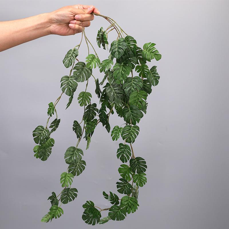 Искусственный шелк, тропические пальмовые листья, виноградная лоза, искусственные джунгли, черепаховый лист, растения из ротанга, настенное украшение для дома