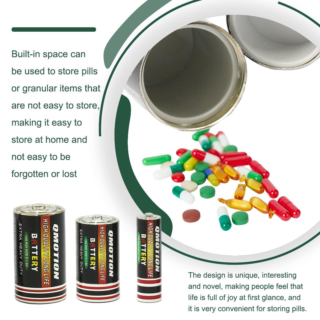 Металлический органайзер для таблеток в форме батарейки, мини-ящик для хранения, контейнер для взрослых, влагонепроницаемый чехол для планшета, держатель для сортировки таблеток, подарки