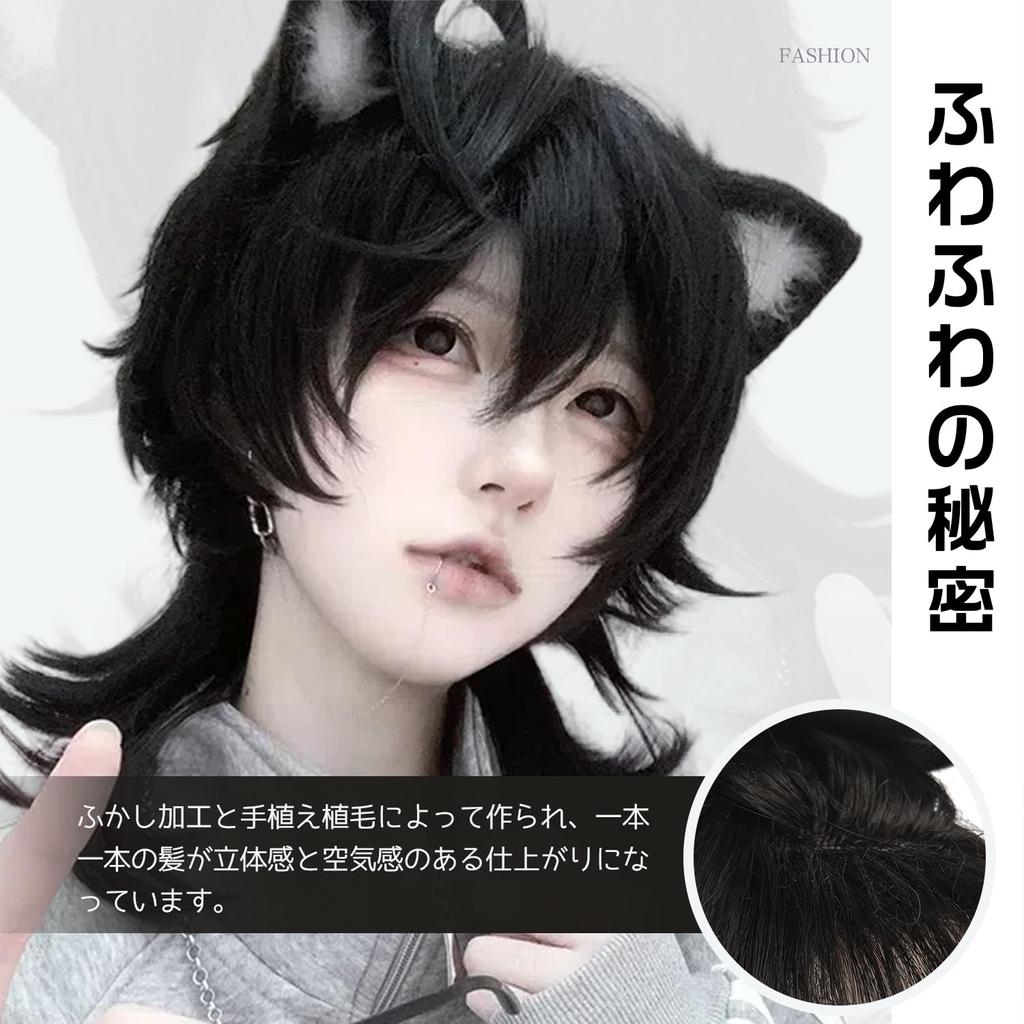Парик Sofeiyan Wolf Mullet Wolf Длинный стильный слой Красивый натуральный маленький лик Одежда Harajuku Makeover Косплей Полный парик Черный парик Косплей унисекс