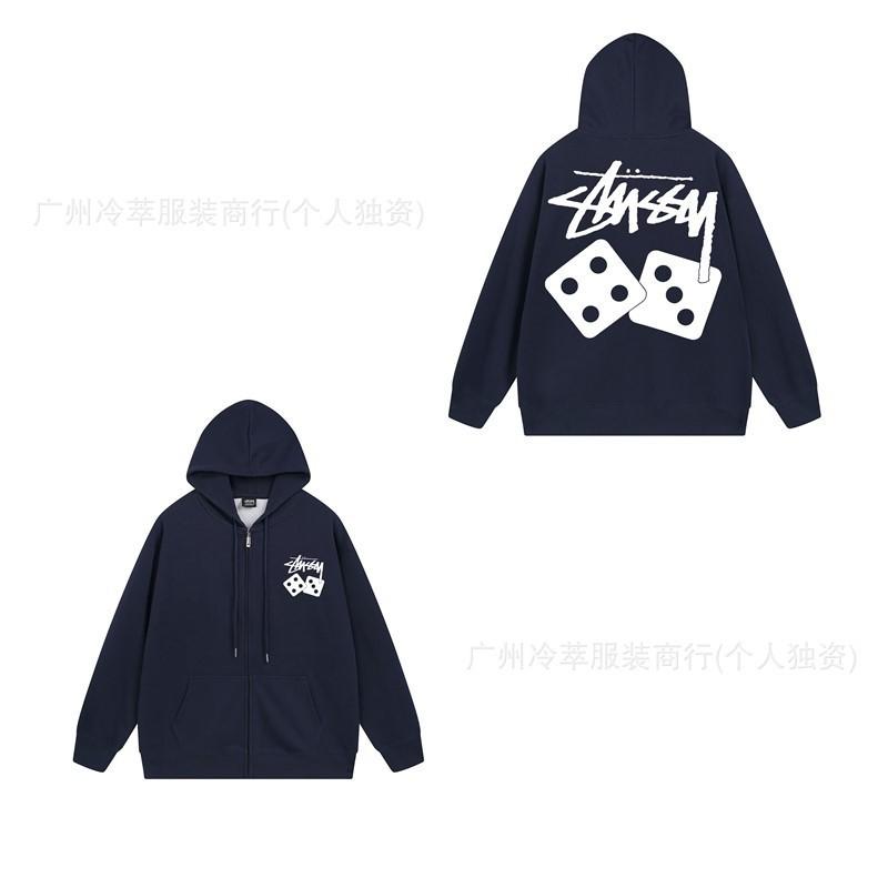 Unisex Hooded Zip-Up Fleece-Lined Sweatshirt With Letter Print Loose Fit Cotton Long Sleeve Men Women