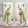 2pcs Splendid Peacock Printed Curtain for Home Decor - Rod Pocket Window Treatment for Bedroom, Office, Kitchen, Living Room