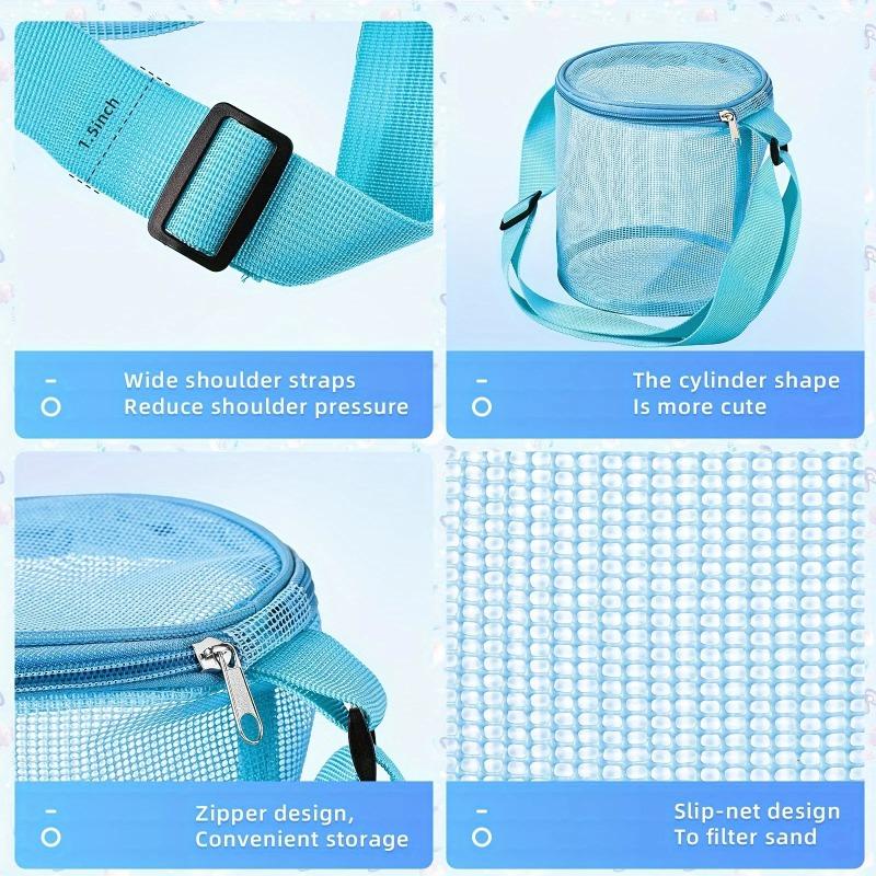 Beach Toys Mesh Beach Bag with Zipper Beach Toys Shell Bag Swimming Pool Bag Youth Swimming Accessories Boys and Girls