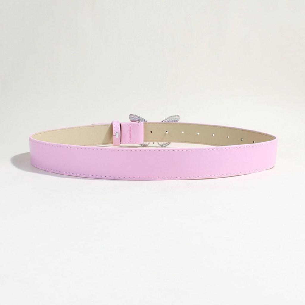 Elegant PU Leather Waist Belt Waist Ornament Decorative Sash Feature Rhinestone Butterfly Buckle for Fashion Women